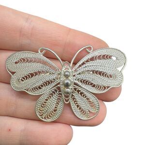 Vintage Jewelry Silver Tone Openwork Butterfly Brooch Pin